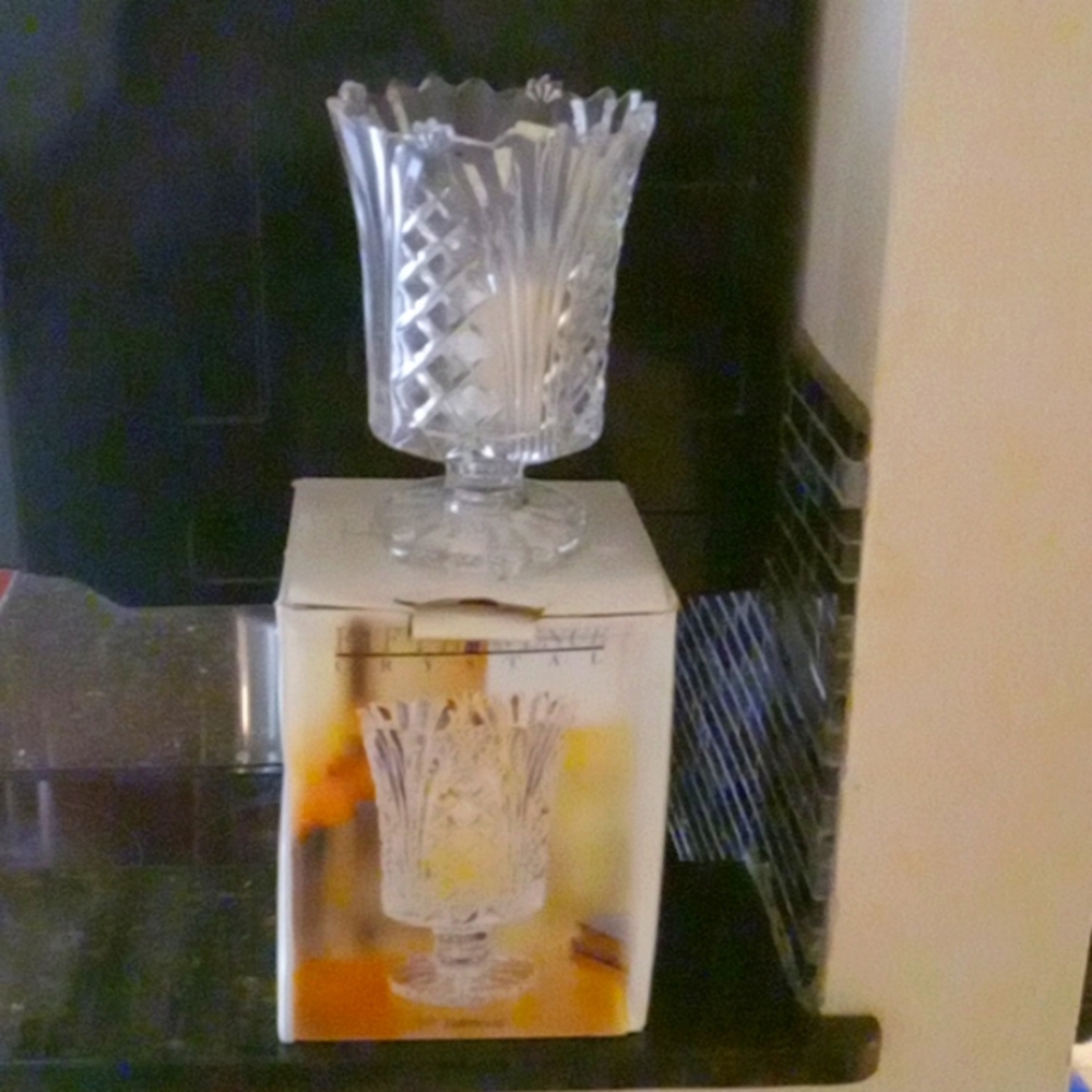 Crystal glass candle holder